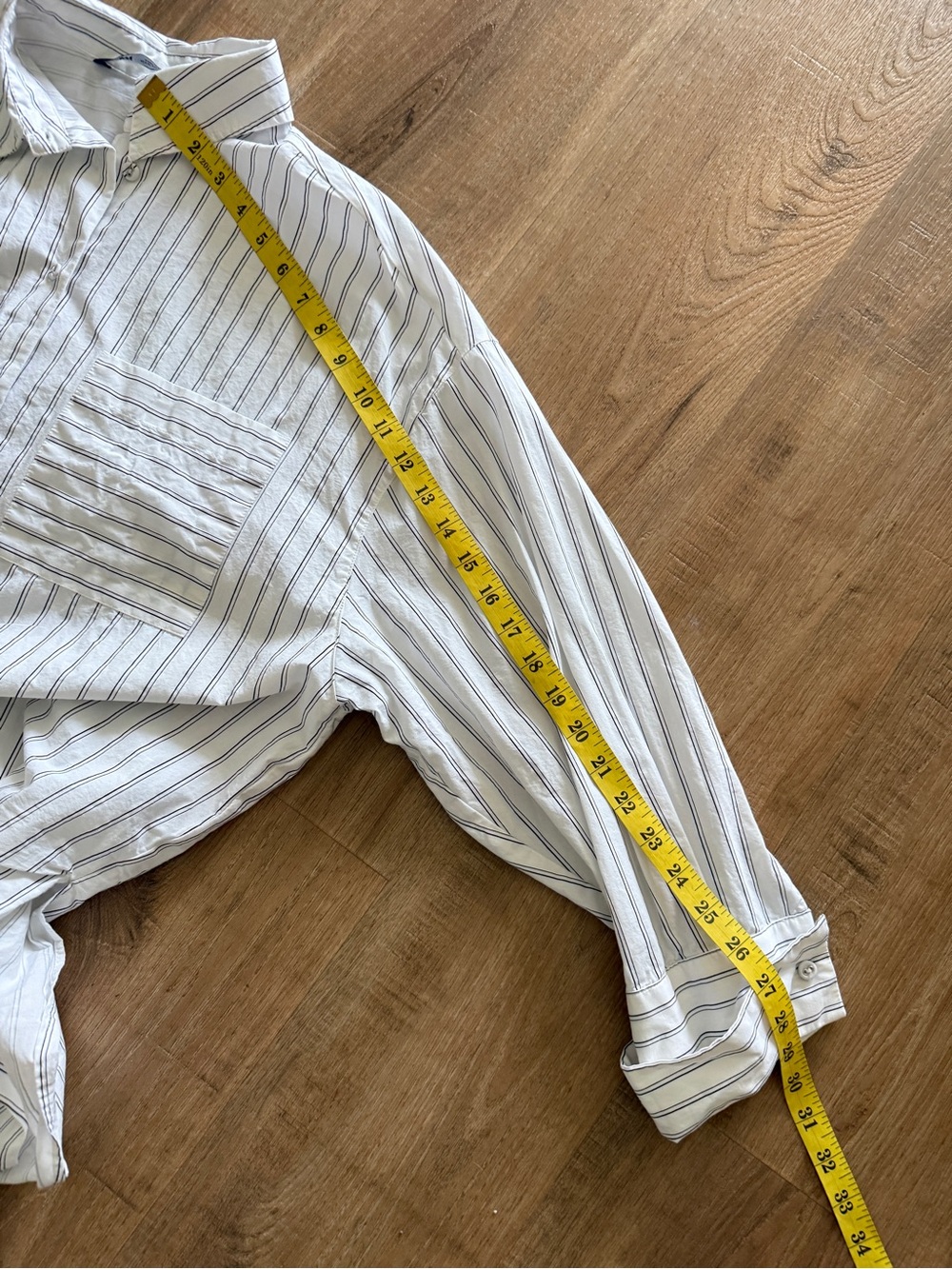 Zara White Poplin Pinstipe Button Up Shirt Minimalist Oversized Scandi M - Picture 6 of 7